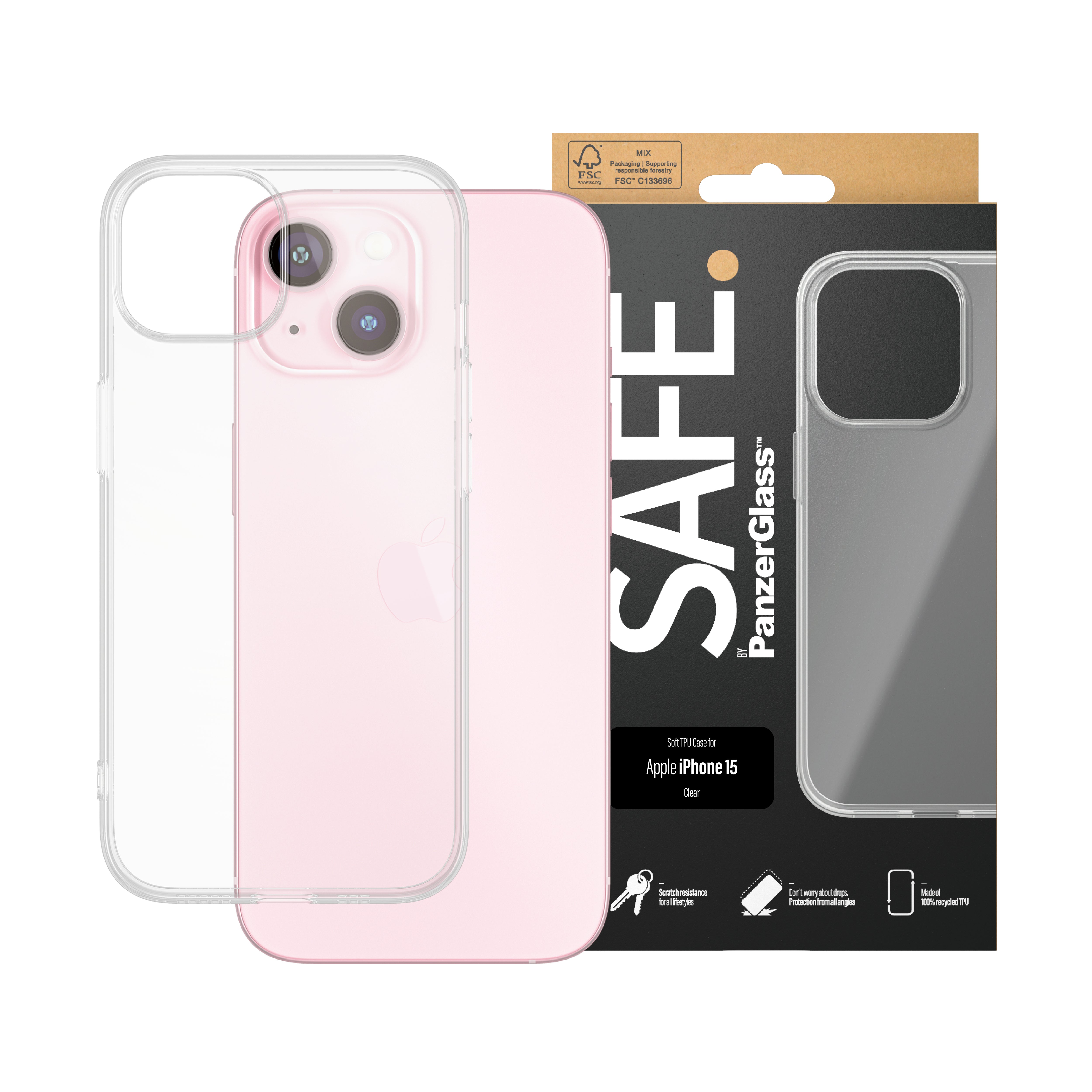 SAFE. by PanzerGlass® TPU Case iPhone 15 | Transparent | Neu