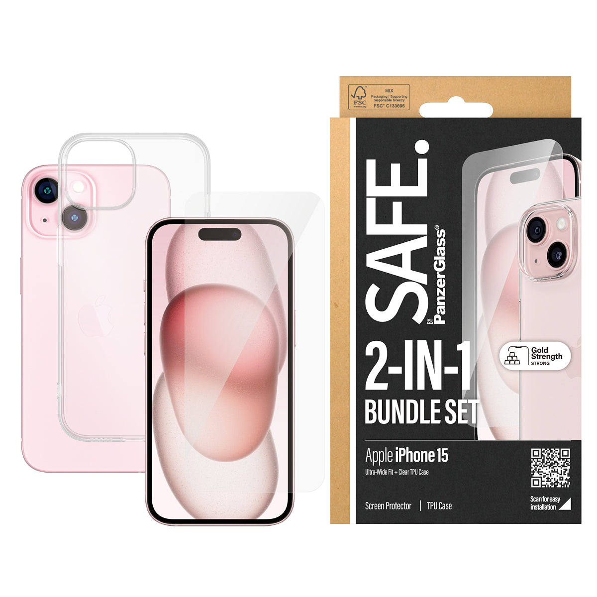 SAFE. by Panzerglas® 2-in-1 Set iPhone 15 | Transparent | Neu